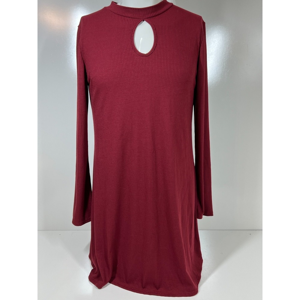 NWT Wanna B Red Long Sleeve Thin‎ Flared Dress Open Chest DC5199 Womens SZ 1XL